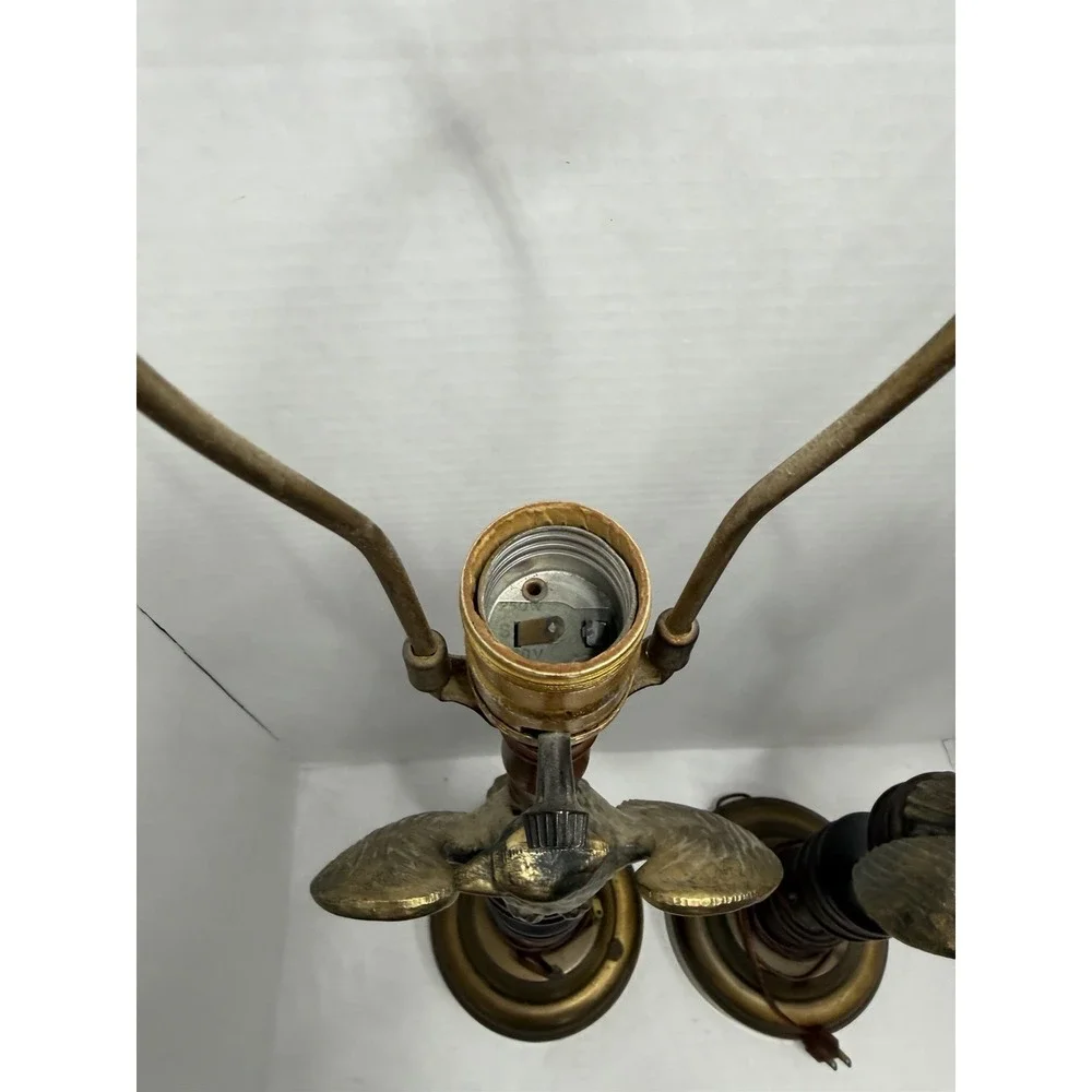 Vintage Set Federal Bald Eagle Table Lamps Wood Metal Patriotic 32 In Americana